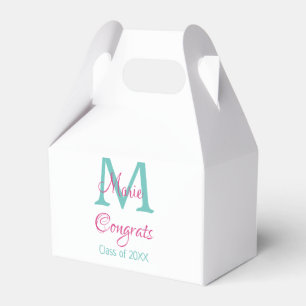 Congrats graduate name monogram green pink blue t favour box