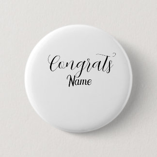 Congrats graduate name simple minimal year class  6 cm round badge