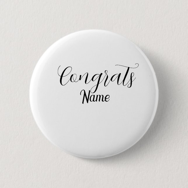 Congrats graduate name simple minimal year class  6 cm round badge (Front)