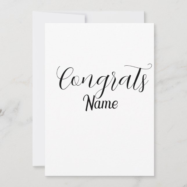 Congrats graduate name simple minimal year class  invitation (Front)