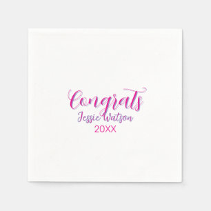 Congrats graduate pink purple name year 20XX date  Napkin