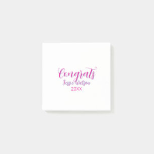 Congrats graduate pink purple name year 20XX date Post-it Notes