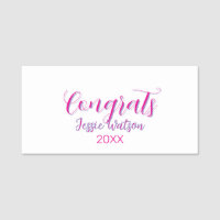 Congrats graduate pink purple name year 20XX date 