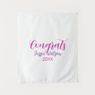 Congrats graduate pink purple name year 20XX date  Tapestry