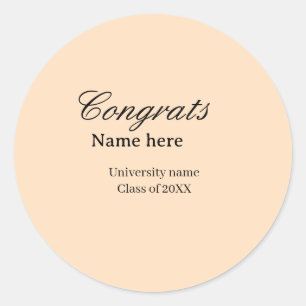 Congrats graduate university name class of 20XX na Classic Round Sticker