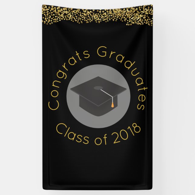 Congrats graduates Class of 20xx Faux Confetti Banner (Vertical)