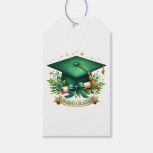 Congrats, Graduation Cap and Diploma Gift Tags