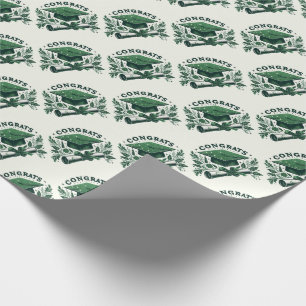 Congrats, Graduation Cap and Diploma Wrapping Paper