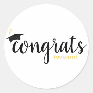 Congrats Graduation Cap Classic Round Sticker