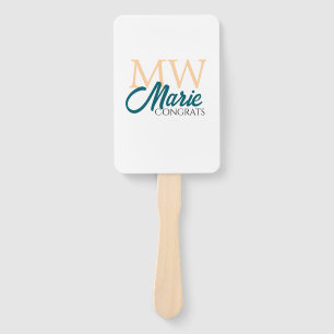 Congrats graduation monogram orange blue 20XX year Hand Fan