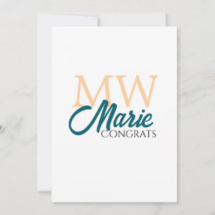 Congrats graduation monogram orange blue 20XX year Invitation