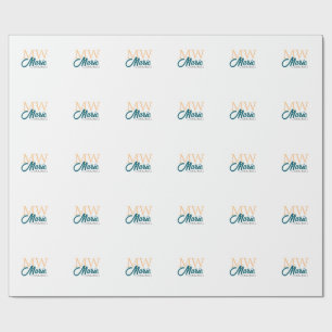 Congrats graduation monogram orange blue 20XX year Wrapping Paper