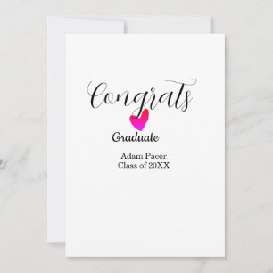 Congrats graduation name class of 20XX year heart  Invitation