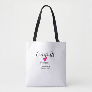 Congrats graduation name class of 20XX year heart Tote Bag