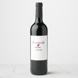 Congrats graduation name class of 20XX year heart  Wine Label