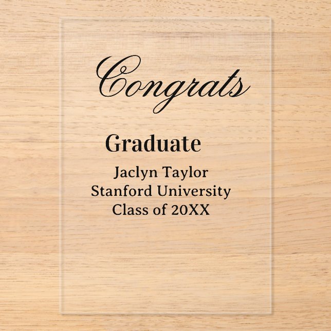 Congrats graduation name university name class of  acrylic invitations (Front)