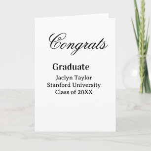 Congrats graduation name university name class of card