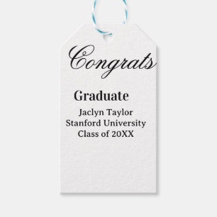 Congrats graduation name university name class of  gift tags