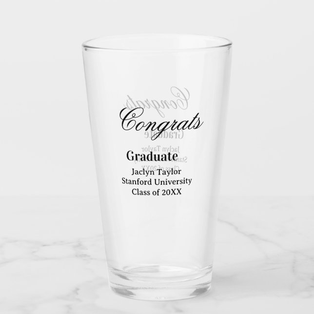 Congrats graduation name university name class of  glass (Front)