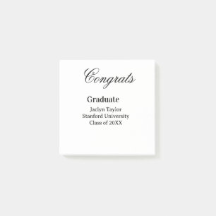 Congrats graduation name university name class of  post-it notes