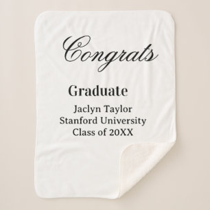 Congrats graduation name university name class of sherpa blanket