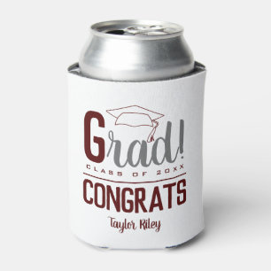 Congrats Graduation Party Maroon and Gray Can Cooler