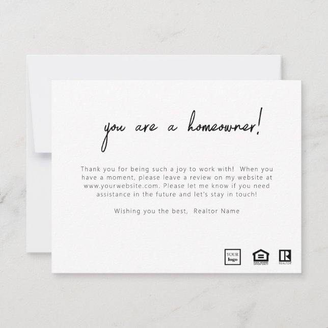 Congrats Homeowner Post Closing Card (Back)