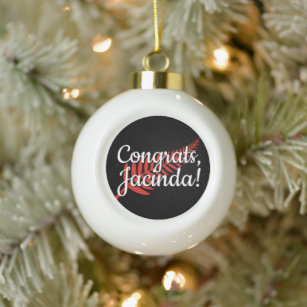 Congrats, Jacinda! Custom Text and Colours Fern Ceramic Ball Christmas Ornament