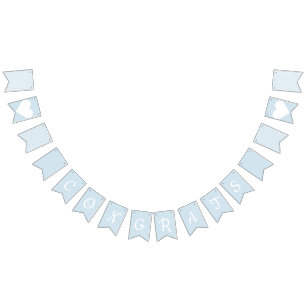 Congrats Light Blue and White Preppy Bunting 