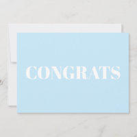 Congrats light blue white minimalist modern card
