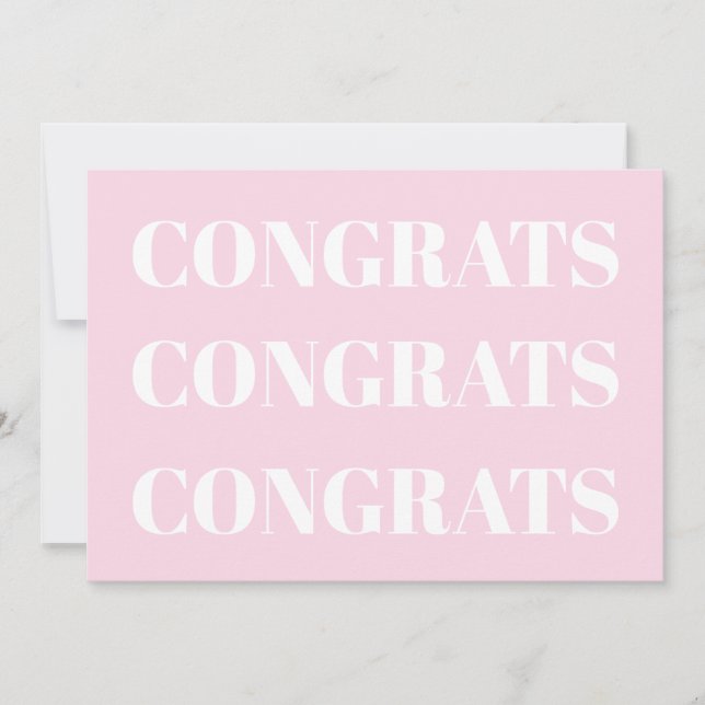 Congrats light pink white modern minimalist card (Front)