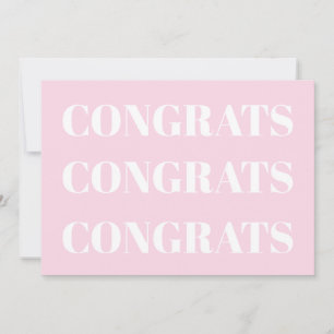 Congrats light pink white modern minimalist card