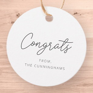 Congrats Modern Elegant Simple Chic Family Name Favour Tags
