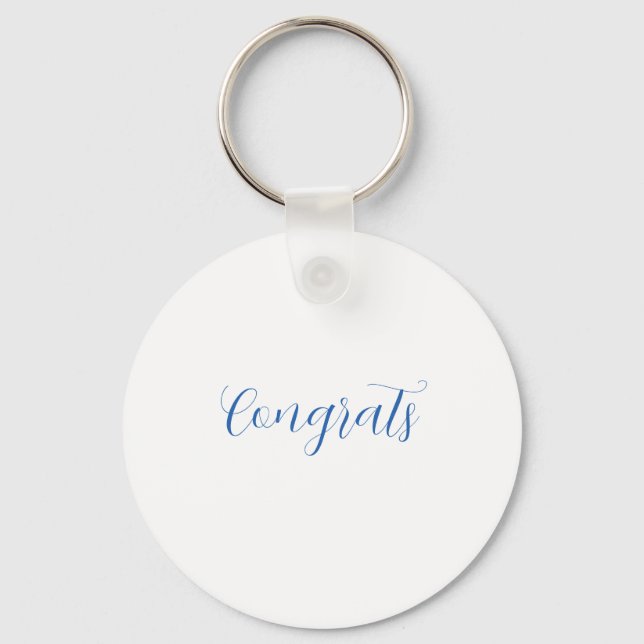 congrats name blue stylish graduation date year key ring (Front)