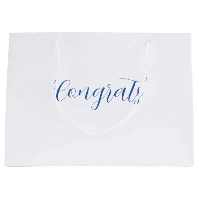 congrats name blue stylish graduation date year large gift bag (Front)