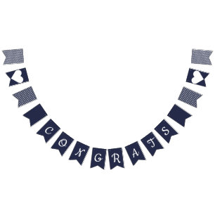 Congrats Navy and White Preppy Bunting
