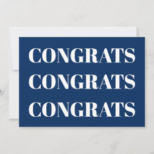 Congrats navy blue white modern card
