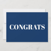 Congrats navy blue & white modern elegant card