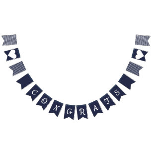 Congrats Navy Glitter Preppy Bunting