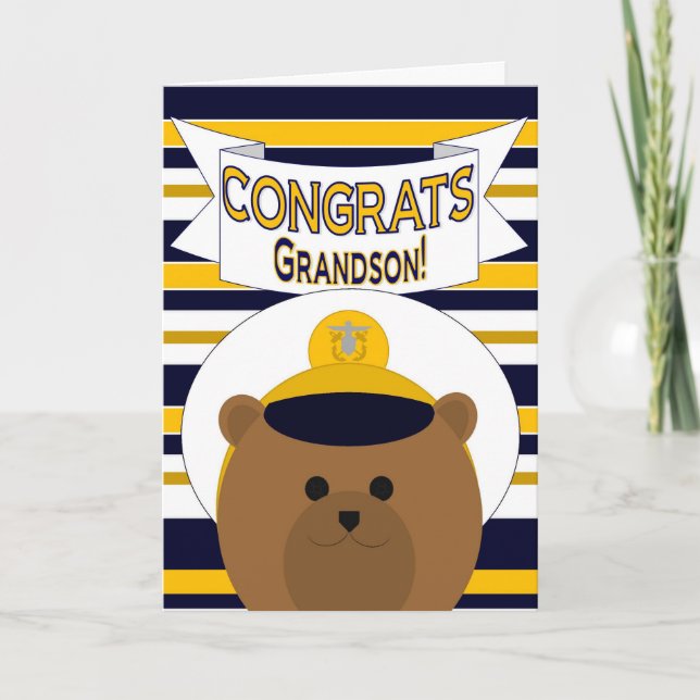 Congrats - Navy Grandson Card (Front)