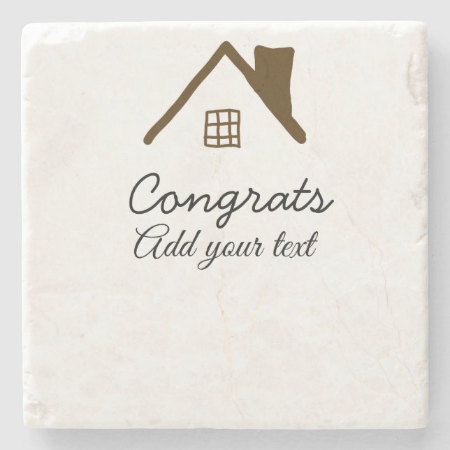 Congrats new home owner real estate inauguration t stone coaster (Front)