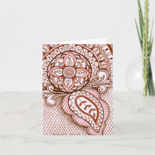 Congrats New Mum It's A Girl Damask Indian Mandala Card