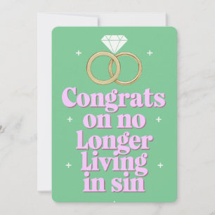 Congrats On No Longer Living In Sin Funny Wedding Holiday Card