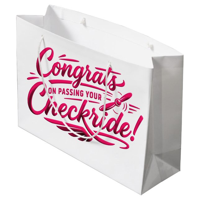 Congrats on passing your checkride! large gift bag (Back Angled)