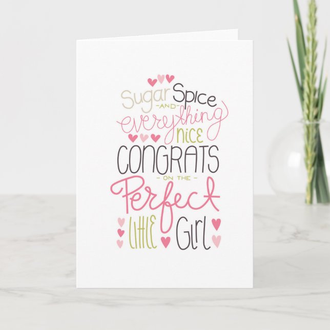 Congrats on the Perfect Little Girl Birth Card (Front)