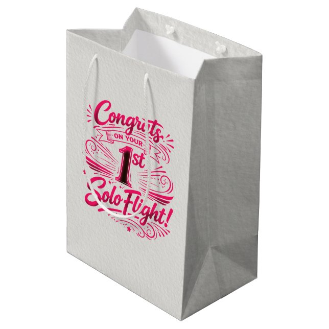 Congrats on your 1st Solo Flight Medium Gift Bag (Back Angled)