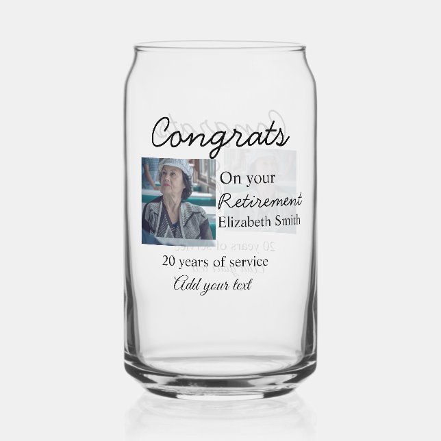 Congrats on your retirement add photo name date mi can glass (Front)