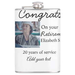 Congrats on your retirement add photo name date mi hip flask