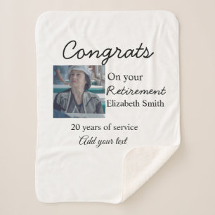 Congrats on your retirement add photo name date mi sherpa blanket