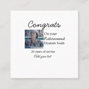 Congrats on your retirement add photo name date mi square business card